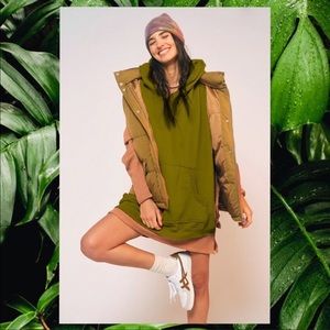 Free People Olive Green Hoodie Sweatshirt
